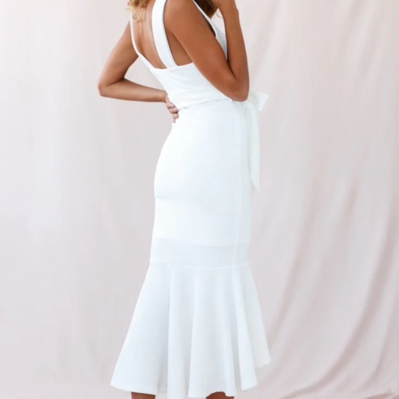 Selfie Leslie Sorry Not Sorry Wide Strap Flounce Dress White - Picture 2 of 3